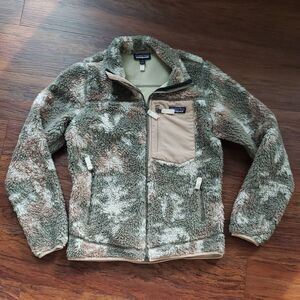 Patagonia Womens Sherpa Jacket in Olive and Beige Size Small